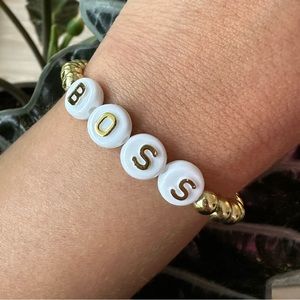 Letter beaded Boss gold bracelet, letter bracelet, girl boss bracelet